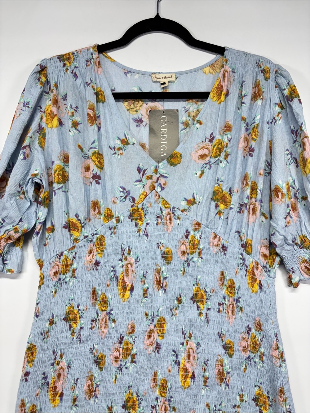 ✨Hem & Thread Floral Smocked Midi Dress Size L - Picture 4 of 11